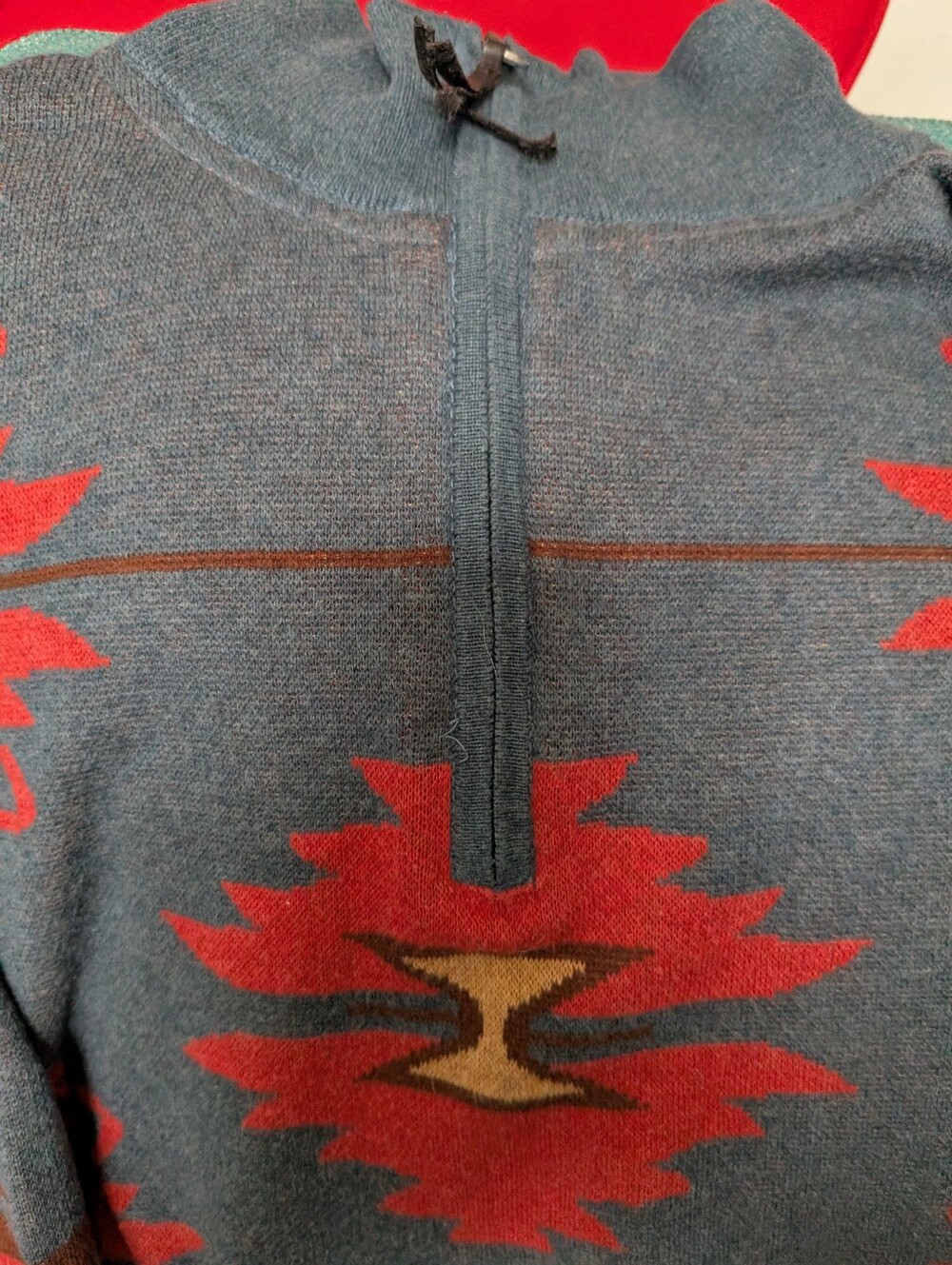 TP Saddle Blanket Trading Co Southwestern Aztec 1/4 Zip Sweater Size L - Picture 3 of 5